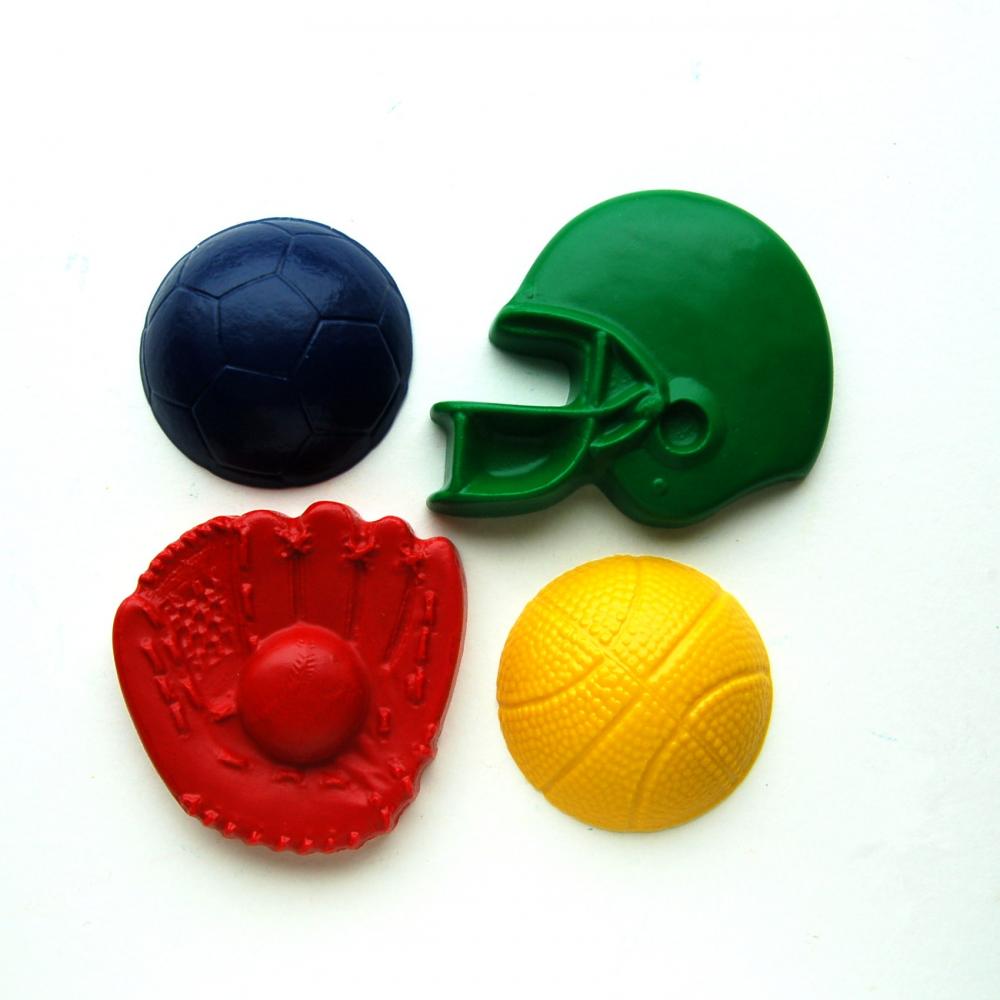 Sports Party Favors - Package Of 12 Baseball Football Soccer Basketball Shaped Crayons