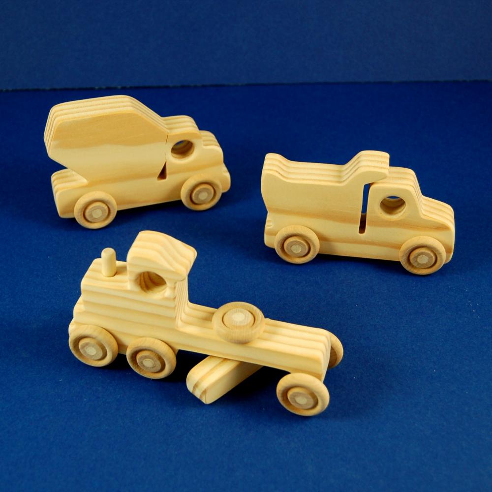 Construction Party Favors - Package Of 9 Wood Toy Construction Vehicles